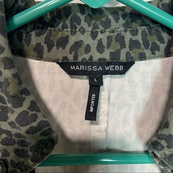 Excellent Marissa Webb Denim Cheetah Mera Print Canvas mini Dress Size Large H1 - Picture 12 of 14